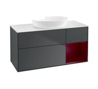 Villeroy & Boch V&B Meuble sous lavabo Finion 120 cm, blanc mat, poignée Pro m. laque bleue m. Quantité:1