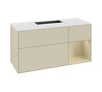 Villeroy & Boch V&B Meuble sous lavabo Finion 120 cm, blanc mat, poignée rouge satinée, laqué satin Quantité:1