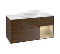 Villeroy & Boch V&B Meuble sous-lavabo Finion 120 cm, blanc mat, porte battante, noyer veiné Quantité:1