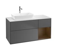 Villeroy & Boch V&B Meuble sous lavabo Finion 120 cm, blanc mat, porte noyer, anthracite mat Quantité:1