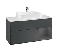 Villeroy & Boch V&B Meuble sous lavabo Finion 120 cm, blanc mat, rangement à droite, miroir avec éclairage LED Quantité:1