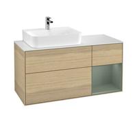 Villeroy & Boch V&B Meuble sous lavabo Finion 120 cm, blanc mat, rangement droit, olivier mat, ouverture à ven Quantité:1