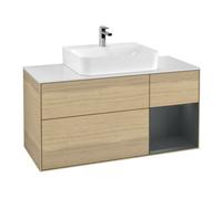 Villeroy & Boch V&B Meuble sous lavabo Finion 120 cm, blanc mat, rangement rouge moyen avec laque, ouvertures vente Quantité:1