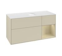 Villeroy & Boch V&B Meuble sous lavabo Finion 120 cm, blanc mat, rangement simple gris mat laqué, gris brillant mat laqué Quantité:1