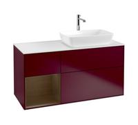 Villeroy & Boch V&B Meuble sous lavabo Finion 120 cm, blanc mat, réglette bois noyer, poignée métal Quantité:1