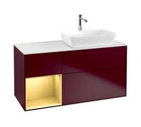 Villeroy & Boch V&B Meuble sous lavabo Finion 120 cm, blanc mat, réglette or mat, poignée métal Quantité:1