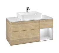 Villeroy & Boch V&B Meuble sous lavabo Finion 120 cm, blanc mat, tiroir droit blanc laqué, poignée ouverte ven Quantité:1