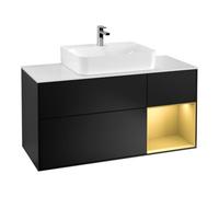 Villeroy & Boch V&B Meuble sous-lavabo Finion 120 cm, blanc mat, tiroir droit, bleu mat Lac Quantité:1