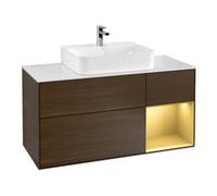 Villeroy & Boch V&B Meuble sous lavabo Finion 120 cm, blanc mat, tiroir droit, noyer veinée Quantité:1
