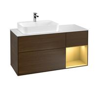 Villeroy & Boch V&B Meuble sous lavabo Finion 120 cm, blanc mat, tiroir droit, noyer veinée Quantité:1