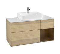 Villeroy & Boch V&B Meuble sous lavabo Finion 120 cm, blanc mat, tiroir droit, poignée en noyer Quantité:1