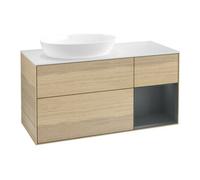 Villeroy & Boch V&B Meuble sous lavabo Finion 120 cm, blanc mat, tiroir médian laqué, poignée ven Quantité:1
