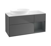 Villeroy & Boch V&B Meuble sous lavabo Finion 120 cm, blanc mat, tiroirs médian, laqué, anthracite mat Quantité:1