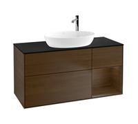 Villeroy & Boch V&B Meuble sous lavabo Finion 120 cm, bleu clair, étagère noyer venise Quantité:1