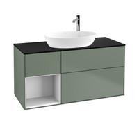 Villeroy & Boch V&B Meuble sous lavabo Finion 120 cm, éclairage mural, blanc laqué, olivier mat lacqué Quantité:1