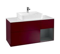 Villeroy & Boch V&B Meuble sous lavabo Finion 120 cm, éclairage mural, blanc mat, droite, miroir bleu avec laque, poignée métal Quantité:1