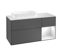 Villeroy & Boch V&B Meuble sous lavabo Finion 120 cm, éclairage mural, blanc mat, gris rosé satin, laqué bleu mat Quantité:1