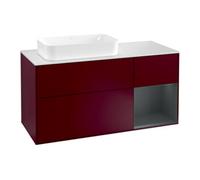 Villeroy & Boch V&B Meuble sous lavabo Finion 120 cm, éclairage mural, blanc mat, poignée alu, miroir avec éclairage LED, porte miroir avec serrure Quantité:1