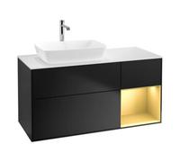 Villeroy & Boch V&B Meuble sous lavabo Finion 120 cm, éclairage mural, blanc mat, réglette or mat, bleu mat Quantité:1