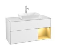 Villeroy & Boch V&B Meuble sous lavabo Finion 120 cm, éclairage mural, laqué blanc brillant, laqué or rose brillant Quantité:1