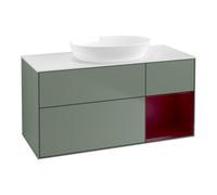 Villeroy & Boch V&B Meuble sous lavabo Finion 120 cm, éclairage mural, placage bois, laqué mat, olivier laqué Quantité:1