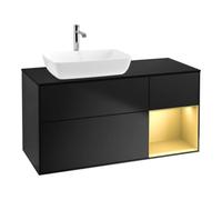 Villeroy & Boch V&B Meuble sous lavabo Finion 120 cm, éclairage mural, placage bois, laqué or, bleu laqué Quantité:1