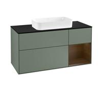 Villeroy & Boch V&B Meuble sous lavabo Finion 120 cm, éclairage mural, placage noyer, olivier mat laqué Quantité:1