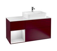 Villeroy & Boch V&B Meuble sous lavabo Finion 120 cm, éclairage mural, placard blanc mat, tiroir gauche blanc mat, poignée métal Quantité:1
