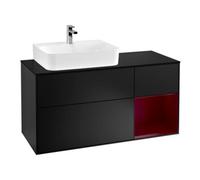 Villeroy & Boch V&B Meuble sous-lavabo Finion 120 cm, éclairage mural, placard gauche, bleu mat Lac Quantité:1