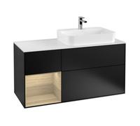 Villeroy & Boch V&B Meuble sous lavabo Finion 120 cm, éclairage mural, placard gauche, bleu mat laqué Quantité:1