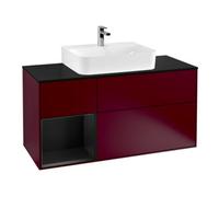 Villeroy & Boch V&B Meuble sous lavabo Finion 120 cm, éclairage mural, placard gauche, laqué bleu mat, poignée métal Quantité:1