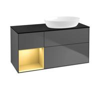 Villeroy & Boch V&B Meuble sous lavabo Finion 120 cm, Pl b m, Reg gol m Lac, Anthrac. m Quantité:1