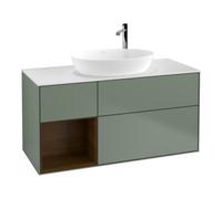 Villeroy & Boch V&B Meuble sous lavabo Finion 120 cm, Pl blanc mat, Reg bois noyer, Oli mat laqué Quantité:1