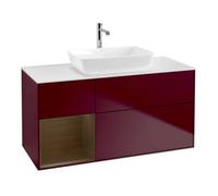 Villeroy & Boch V&B Meuble sous lavabo Finion 120 cm, Pl blanc mat, Reg bois noyer, Peo mat Quantité:1