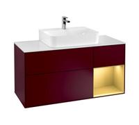 Villeroy & Boch V&B Meuble sous lavabo Finion 120 cm, Pl blanc mat, Réglette droite dorée mat, Poignée mat Quantité:1