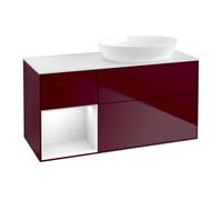 Villeroy & Boch V&B Meuble sous lavabo Finion 120 cm, pl blanc mat, réglette globale blanc laqué, poignée métal Quantité:1