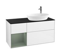 Villeroy & Boch V&B Meuble sous lavabo Finion 120 cm, Pl blanc mat, Rg olivier mat laqué, blanc brillant laqué Quantité:1