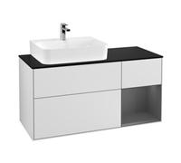 Villeroy & Boch V&B Meuble sous lavabo Finion 120 cm, Pl blanc mat, Rg rouge Am, blanc mat Lac Quantité:1