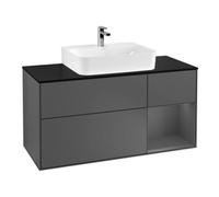 Villeroy & Boch V&B Meuble sous lavabo Finion 120 cm, Pl blanc mat, Rg rouge Amarante, Anthracite mat Quantité:1