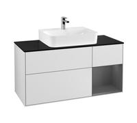 Villeroy & Boch V&B Meuble sous lavabo Finion 120 cm, Pl blanc mat, Rg rouge Ambré, blanc mat Lac Quantité:1