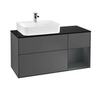 Villeroy & Boch V&B Meuble sous lavabo Finion 120 cm, Pl blanc mat, Rg rouge madère brun, Aménagement Quantité:1