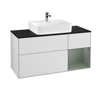 Villeroy & Boch V&B Meuble sous-lavabo Finion 120 cm, Pl blanc mat, Rg rouge Olive mat Lac, blanc mat Lac Quantité:1