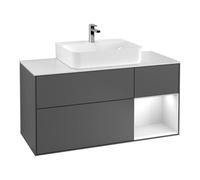 Villeroy & Boch V&B Meuble sous lavabo Finion 120 cm, Pl blanc mat, Rg rouge satin, G mat laqué, md blanc mat laqué Quantité:1