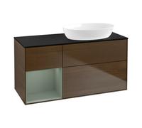 Villeroy & Boch V&B Meuble sous lavabo Finion 120 cm, Pl bleu m, Étag Oli. m Lac, noyer ven Quantité:1