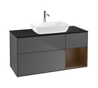 Villeroy & Boch V&B Meuble sous-lavabo Finion 120 cm, Pl bleu m, Étagère noyer ven, Anthracite m Quantité:1
