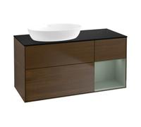 Villeroy & Boch V&B Meuble sous lavabo Finion 120 cm, Pl bleu m, Étagère Oli. m Lac, noyer veiné Quantité:1