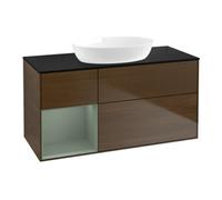 Villeroy & Boch V&B Meuble sous lavabo Finion 120 cm, Pl bleu m, Reg Oli. m Lac, noyer veinée Quantité:1