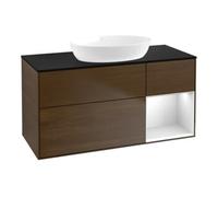 Villeroy & Boch V&B Meuble sous lavabo Finion 120 cm, Pl bleu mat, Ray blanc mat Lac, noyer veinée Quantité:1