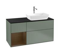 Villeroy & Boch V&B Meuble sous lavabo Finion 120 cm, Pl bleu mat, Reg bois de noyer, Oli mat laqué Quantité:1