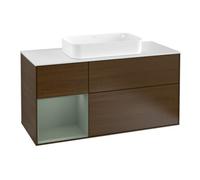 Villeroy & Boch V&B Meuble sous-lavabo Finion 120 cm, Pl w m, Éclairage mural, Rg g, Oli. m Lac, noyer veiné Quantité:1